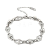 304 Stainless Steel Micro Pave Cubic Zirconia Link Chain Bracelets for Women BJEW-P393-01P-2