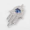 Hamsa Hand/Hand of Fatima /Hand of Miriam with Eye Brass Cubic Zirconia Links ZIRC-D083-P-2