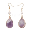 Natural Amethyst Teardrop Dangle Earrings with Natural Pearl EJEW-JE04850-01-3