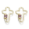 Brass Micro Pave Cubic Zirconia Screw Carabiner Lock Charms LS-KK-R136-070D-NF-1