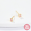 Golden Sterling Silver Micro Pave Cubic Zirconia Stud Earring XN7792-10-1