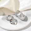 Brass Micro Pave Cubic Zirconia and Cat Eye Beads Heart Hoop Dangle Earrings KK-CBAD9DF-01P-D-5