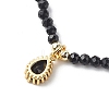 Cubic Zirconia Teardrop Pendant Necklace with Natural Black Agate Beaded Chains NJEW-JN04121-04-6