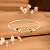 1Pc Elegant Brass Cubic Zirconia Leaf Cuff Bangles for Women BJEW-LP0003-33G-01-3
