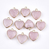 Electroplate Natural Rose Quartz Pendants X-G-T112-03H-1