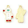 Light Gold Plated Alloy Enamel Pendants X-ENAM-R136-25-2