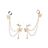 Brass Butterfly with Hanging Chain Dangle Stud Earrings EJEW-TA00152-1