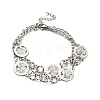 304 Stainless Steel Curb Chains Double Layer Multi-strand Bracelet with Links for Women BJEW-C025-10P-2