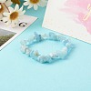 Natural Aquamarine Chip Beads Stretch Bracelets for Children BJEW-JB06389-01-2