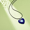 Blue Lampwork Evil Eye Pendant Necklace with Waxed Cord for Women NJEW-JN03955-03-2