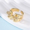 Brass Micro Pave Clear Cubic Zirconia Cuff Rings for Women RJEW-U043-06G-3