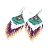 Glass Seed Braided Rhombus with Tassel Chandelier Earrings EJEW-H084-05P-2