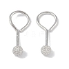 Anti-Tarnish Rhodium Plated 999 Sterling Silver Texture Round Dangle Earrings for Women EJEW-S215-01P-2