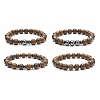 4Pcs 4 Style Natural Wenge Wood & Synthetic Hematite Beaded Stretch Bracelets Set for Women BJEW-JB09156-2