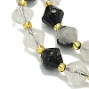 Natural Tourmalinated Quartz Beads Strands G-I376-B27-01-3