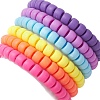 6Pcs 6 Colors Rondelle Opaque & Frosted Acrylic Beaded Stretch Bracelet Sets BJEW-JB10304-3
