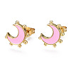 Brass Enamel Stud Earrings EJEW-T014-52G-NF-2