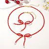 Glass Seed Beaded Bowknot Bracelet & Necklace Set ZN6735-2-3