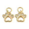 Rack Plating Brass Micro Pave Clear Cubic Zirconia Charms KK-U030-07G-1