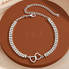 Brass Crystal Rhinestone Tennis Double Heart Link Anklets for Women FS-WGBD382-02-1