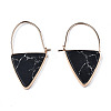 Synthetic Turquoise Triangle Dangle Hoop Earrings G-S359-363A-2