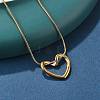 Ion Plating(IP) 304 Stainless Steel Hollow Heart Pendant Necklace with Round Snake Chains NJEW-M202-05G-1