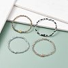 Natural  Lava Rock Essential Oil Stretch Bracelet with Glass for Women BJEW-JB07661-2
