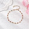 Handmade Evil Eye Lampwork Brass Link Chain Anklets for Women AJEW-AN00715-02-1