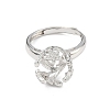Rhodium Plated 925 Sterling Silver Micro Pave Clear Cubic Zirconia Adjustable Ring Components STER-NH0017-02P-2