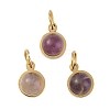 Natural Amethyst Half Round Charms with Jump Ring STAS-A097-05G-14-1