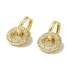 Rack Plating Brass Micro Pave Clear Cubic Zirconia Round Ring Dangle Huggie Hoop Earrings for Women EJEW-P280-25G-1
