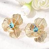 Flower Brass Micro Pave Cubic Zirconia Stud Earrings EJEW-F391-07G-02-2