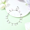 3Pcs 3 Colors 201 Stainless Steel Moon Star & Natural Dyed Malaysia Jade Round Charm Brass Bar Link Chain Anklets AJEW-AN00732-3