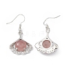 Gemstone Ginkgo Leaf Dangle Earrings with Crystal Rhinestone EJEW-A092-03P-4