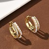 Two-layer Brass Micro Pave Clear Cubic Zirconia Hoop Earrings EJEW-C181-03G-1
