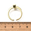 Rectangle Brass Glass Cuff Rings for Women RJEW-G340-01G-5