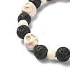 Dyed Natural & Synthetic Mixed Gemstone Skull & Cross Beaded Stretch Bracelets BJEW-TA00272-01-4