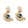 Moon & Star Rack Plating Brass Micro Pave Cubic Zirconia Pendants KK-C037-08G-1
