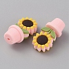 Sunflower Flowerpot Food Grade Eco-Friendly Silicone Beads SIL-TAC0002-20C-2
