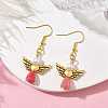 Angel Antique Golden Alloy & Resin Dangle Earrings EJEW-JE05686-05-2
