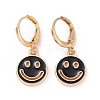 Hollow Out Smiling Face Enamel Hoop Earrings for Women EJEW-G304-01KCG-01-1