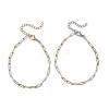 2Pcs 304 Stainless Steel Two Tone Paperclip Chains Bracelets for Women BJEW-JB12741-2