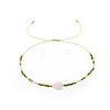 Vintage Glass Seed Bead & Natural Shell & Brass Beads Braided Bead Bracelets QU4025-2-1