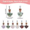 12Pcs 6 Styles Natural Mixed Gemstone Chip Heart Glass Bottle Pendants PALLOY-UN00001-3