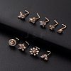 316L Surgical Stainless Steel Light Sky Blue Cubic Zirconia L-Shaped Nose Rings WG135CD-04-1