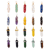 20Pcs 20 Style Natural Mixed Gemstone Double Terminated Pointed Pendants G-FW0001-15-1