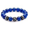 Blue Natural Mashan Jade Round Beaded Stretch Bracelet BJEW-SW00077-03-1