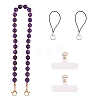 Natural Amethyst & 304 Stainless Steel Round Beaded Mobile Straps HJEW-SW00043-06-1
