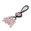 Flower Natural Rose Quartz Braided Thread Pendant Decorations HJEW-K046-04D-3