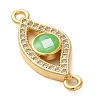 Rack Plating Brass Micro Pave Clear Cubic Zirconia Eye Connector Charms KK-K385-092G-3